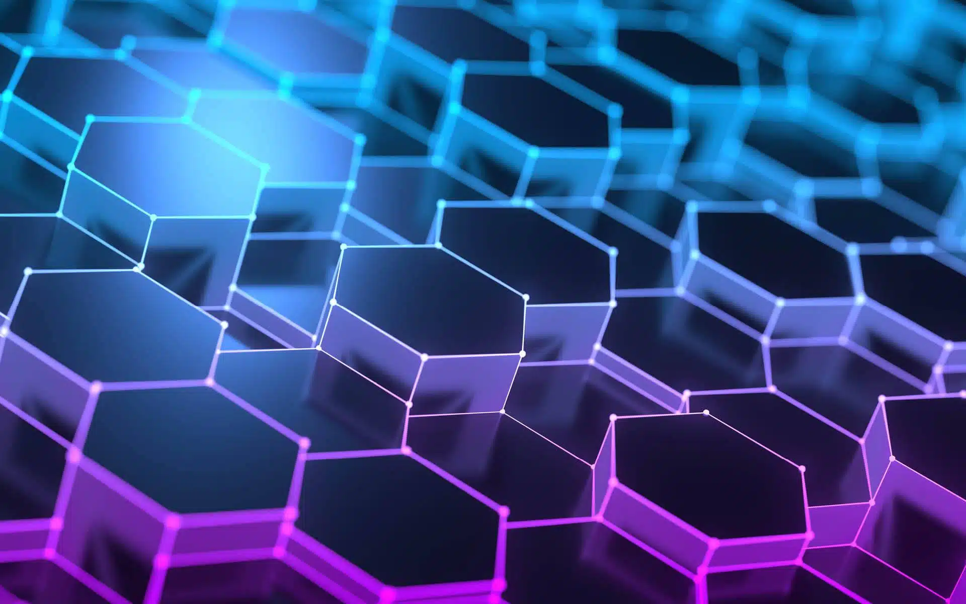 Blue and purple digital hexagon pattern