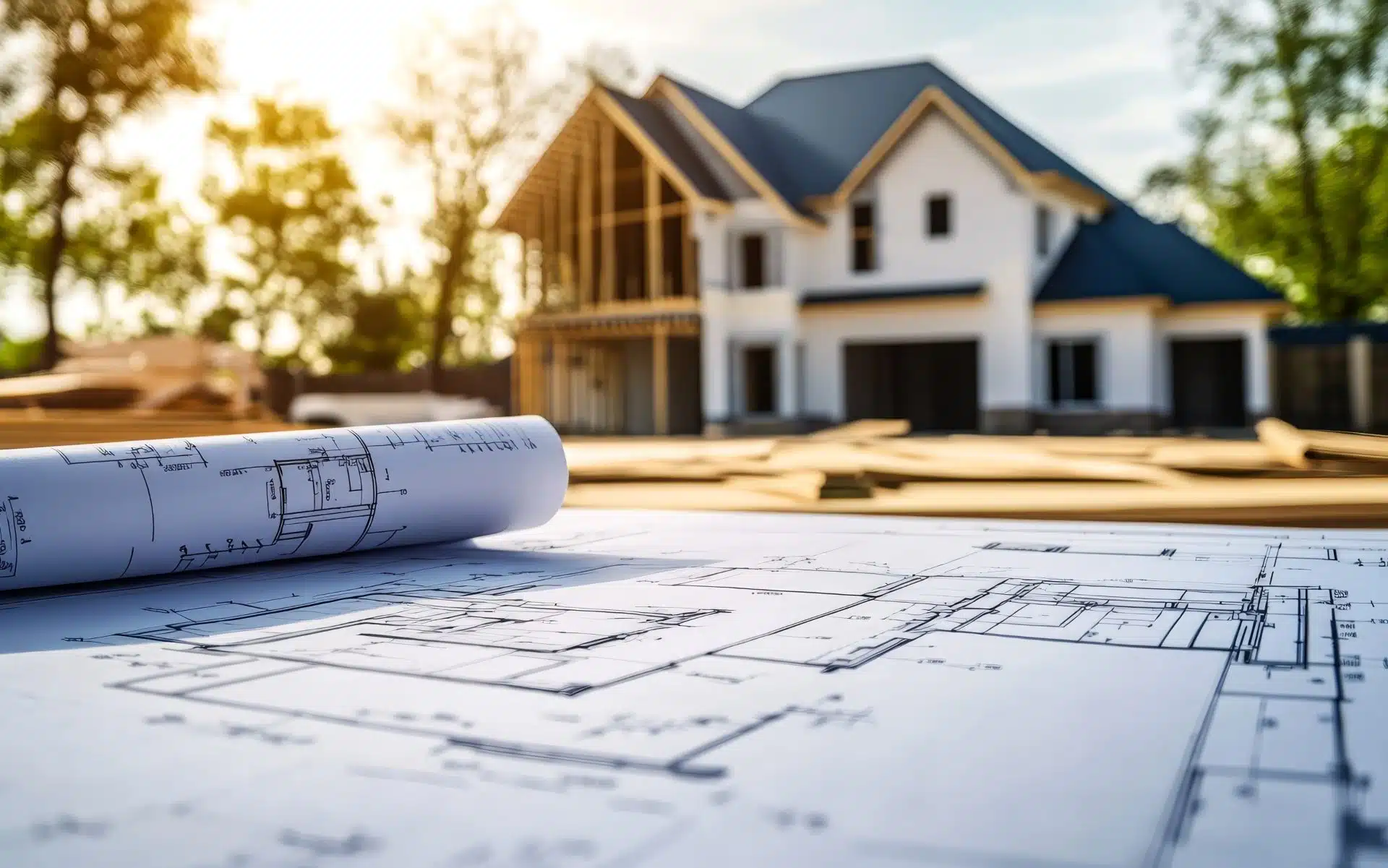 House and blueprints
